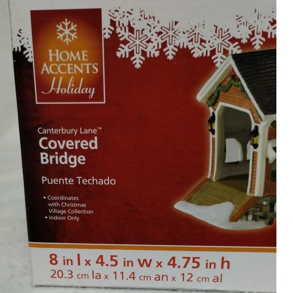 Home Accents Holiday Canterbury‎ Lane Covered Bridge Christmas Village Decor